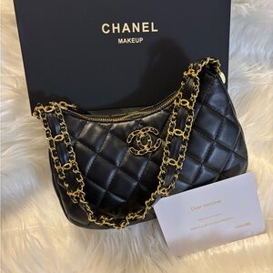 CC Black Quilted Makeup Shoulder Bag